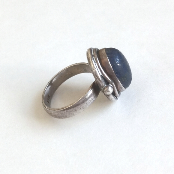 Vintage 925 Sterling Silver Ring W Blue Lapis Lazuli Gemstone 6 - Picture 6 of 16